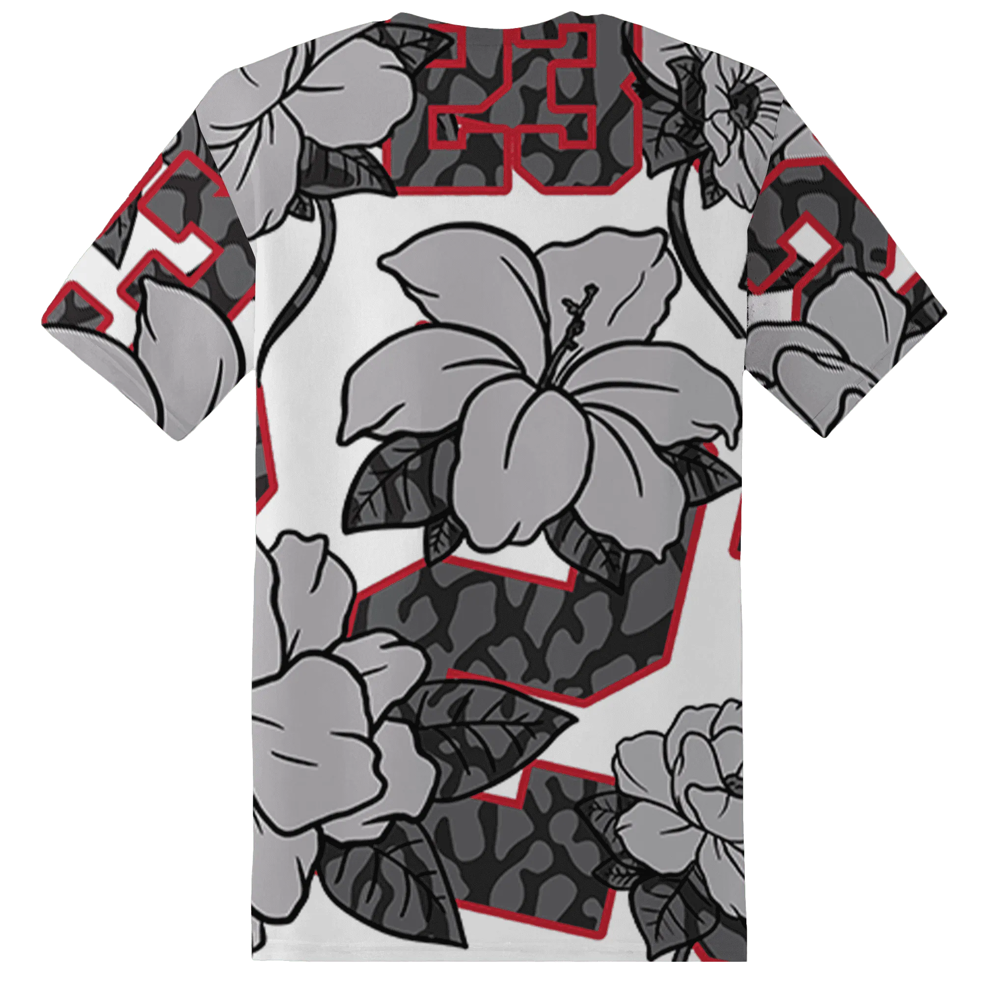 Cement-Grey-3s-T-Shirt-Match-23-Floral-3D-Flower