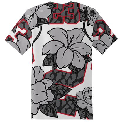 Cement-Grey-3s-T-Shirt-Match-23-Floral-3D-Flower