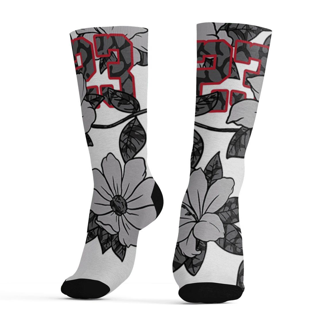 Cement-Grey-3s-Socks-Match-23-Floral-3D-Flower