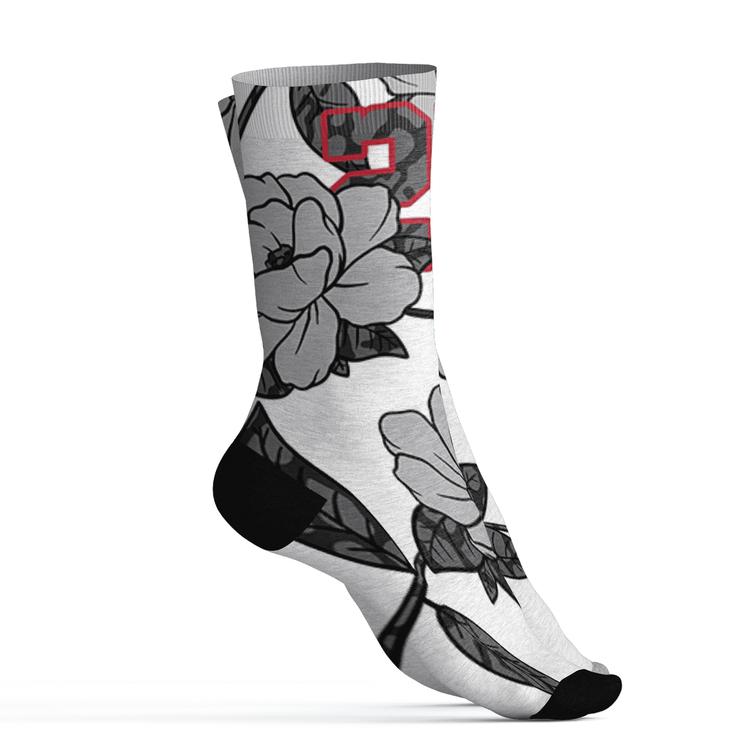 Cement-Grey-3s-Socks-Match-23-Floral-3D-Flower