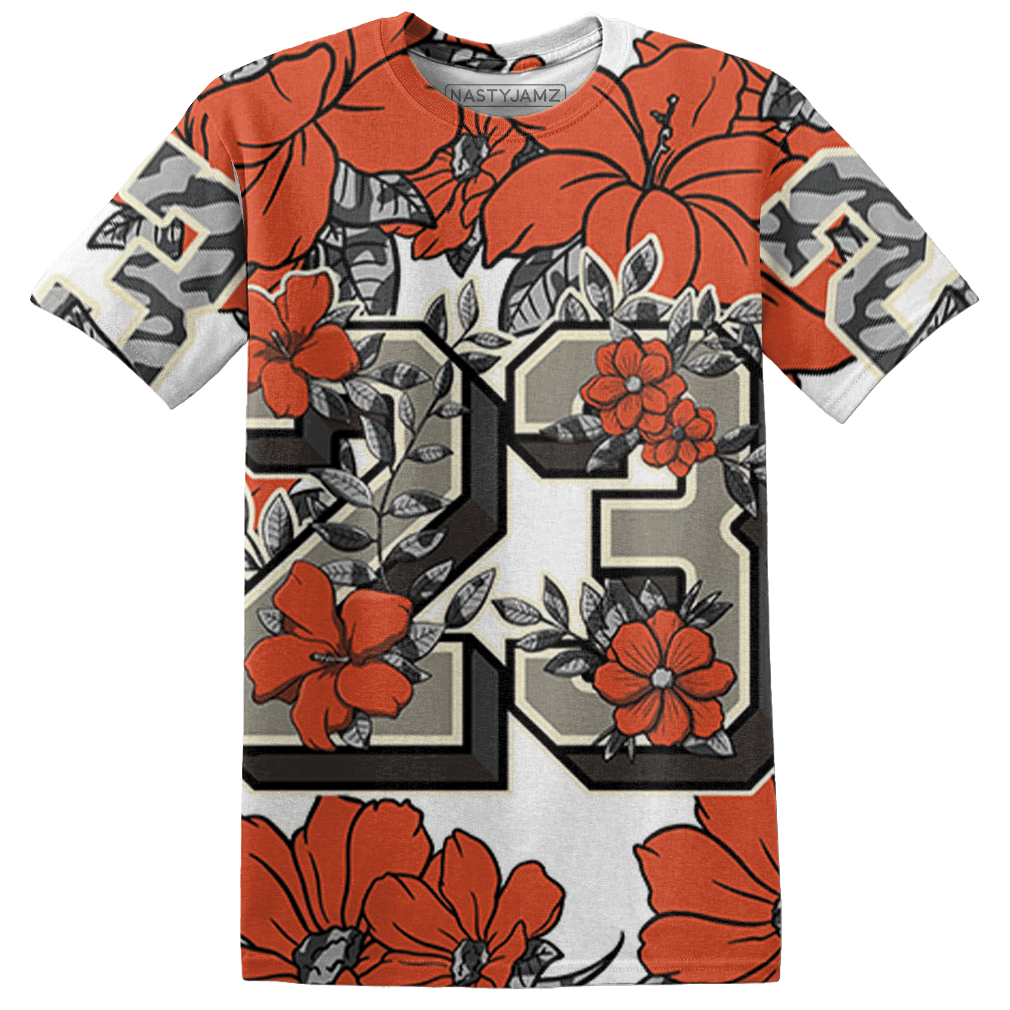 Georgia Peach 3s T Shirt Match 23 Floral 3D All-Over Print Flower - NastyJamz