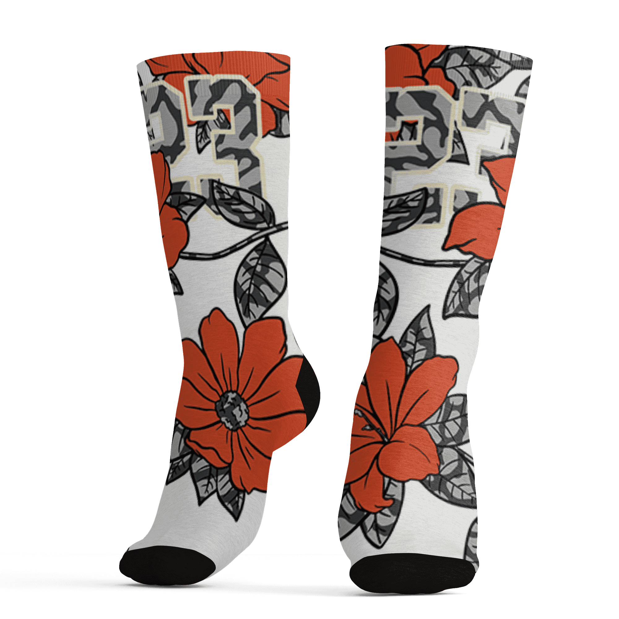 Georgia Peach 3s Socks Match 23 Floral 3D All-Over Print Flower - NastyJamz