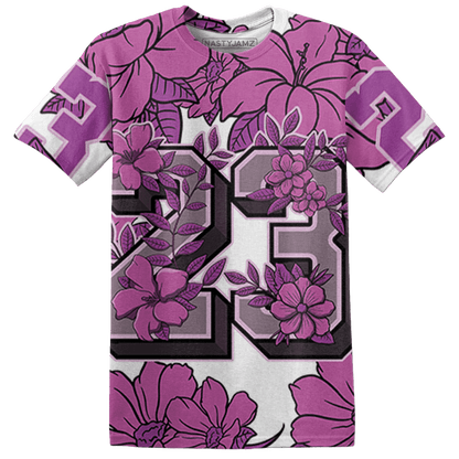 GS Hyper Violet 4s T Shirt Match 23 Floral 3D All-Over Print Flower - NastyJamz