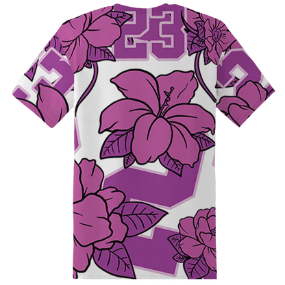 GS Hyper Violet 4s T Shirt Match 23 Floral 3D All-Over Print Flower - NastyJamz