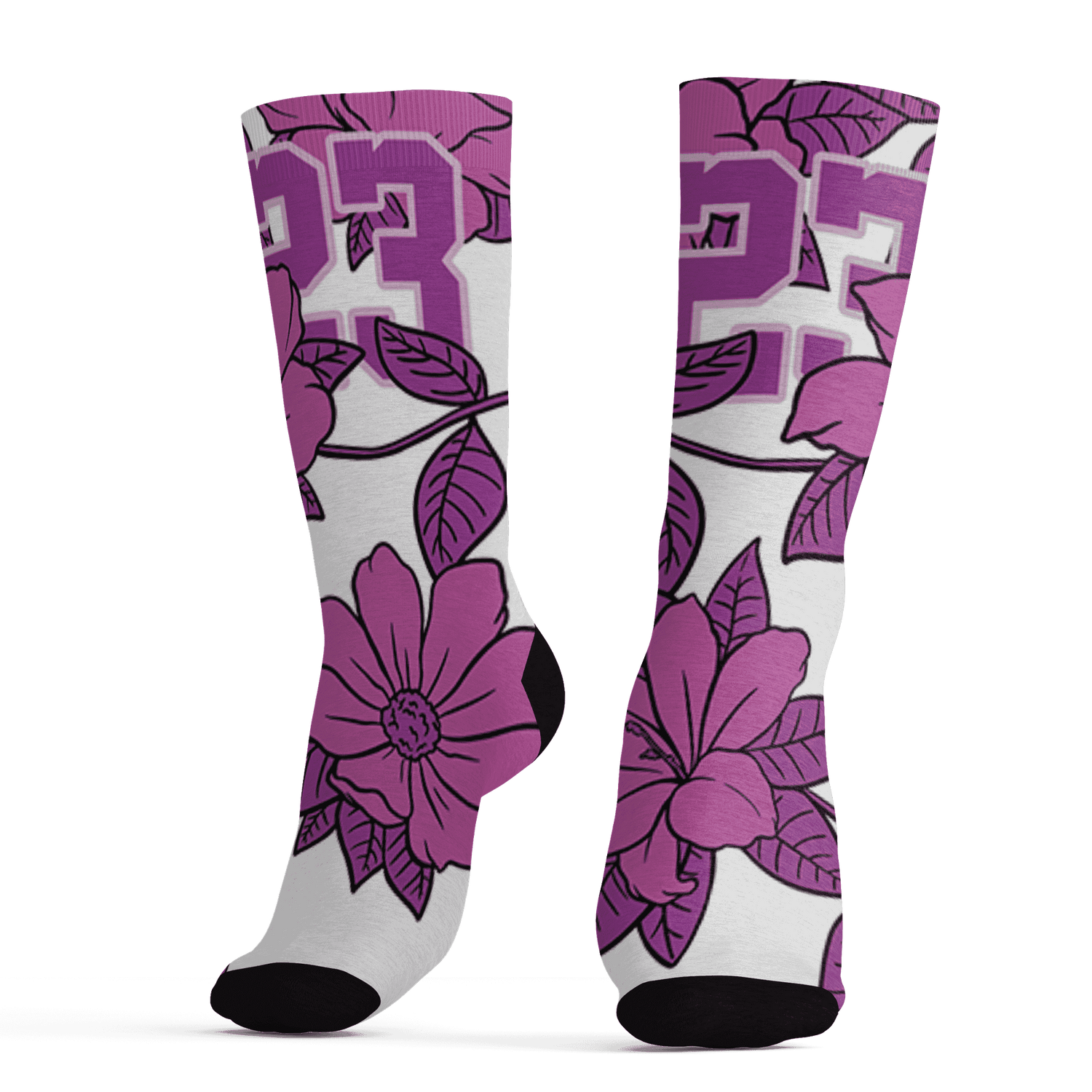 GS Hyper Violet 4s Socks Match 23 Floral 3D All-Over Print Flower - NastyJamz