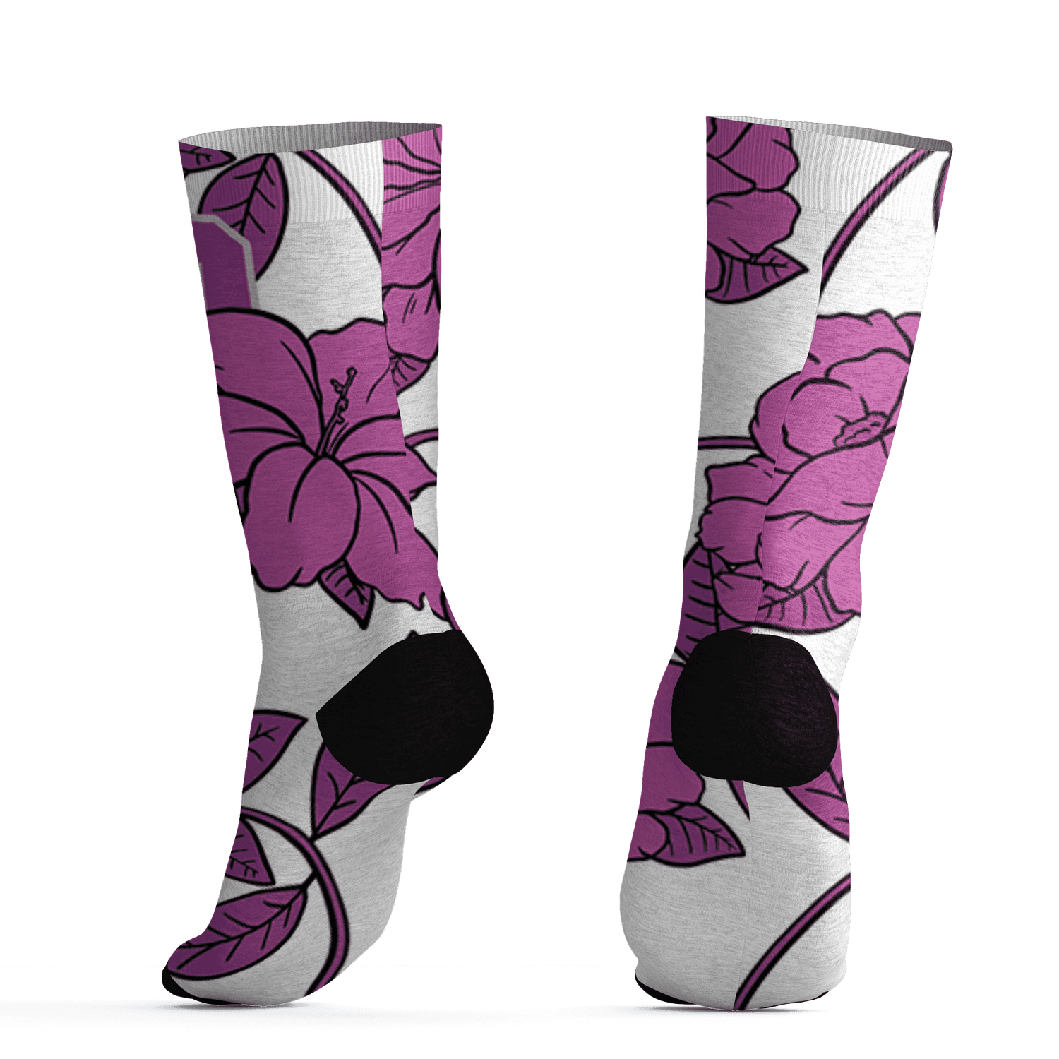 GS Hyper Violet 4s Socks Match 23 Floral 3D All-Over Print Flower - NastyJamz
