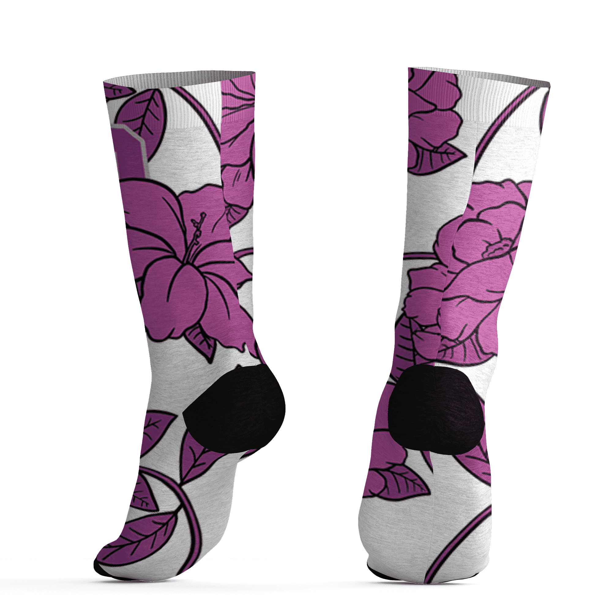 GS Hyper Violet 4s Socks Match 23 Floral 3D All-Over Print Flower - NastyJamz