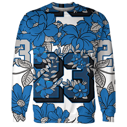 Industrial Blue 4s Hoodie Match 23 Floral 3D All-Over Print - NastyJamz