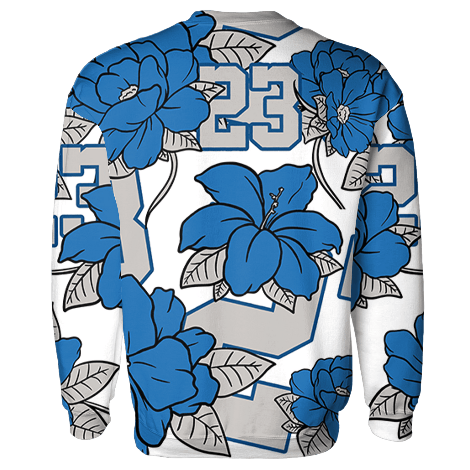 Industrial Blue 4s Hoodie Match 23 Floral 3D All-Over Print - NastyJamz