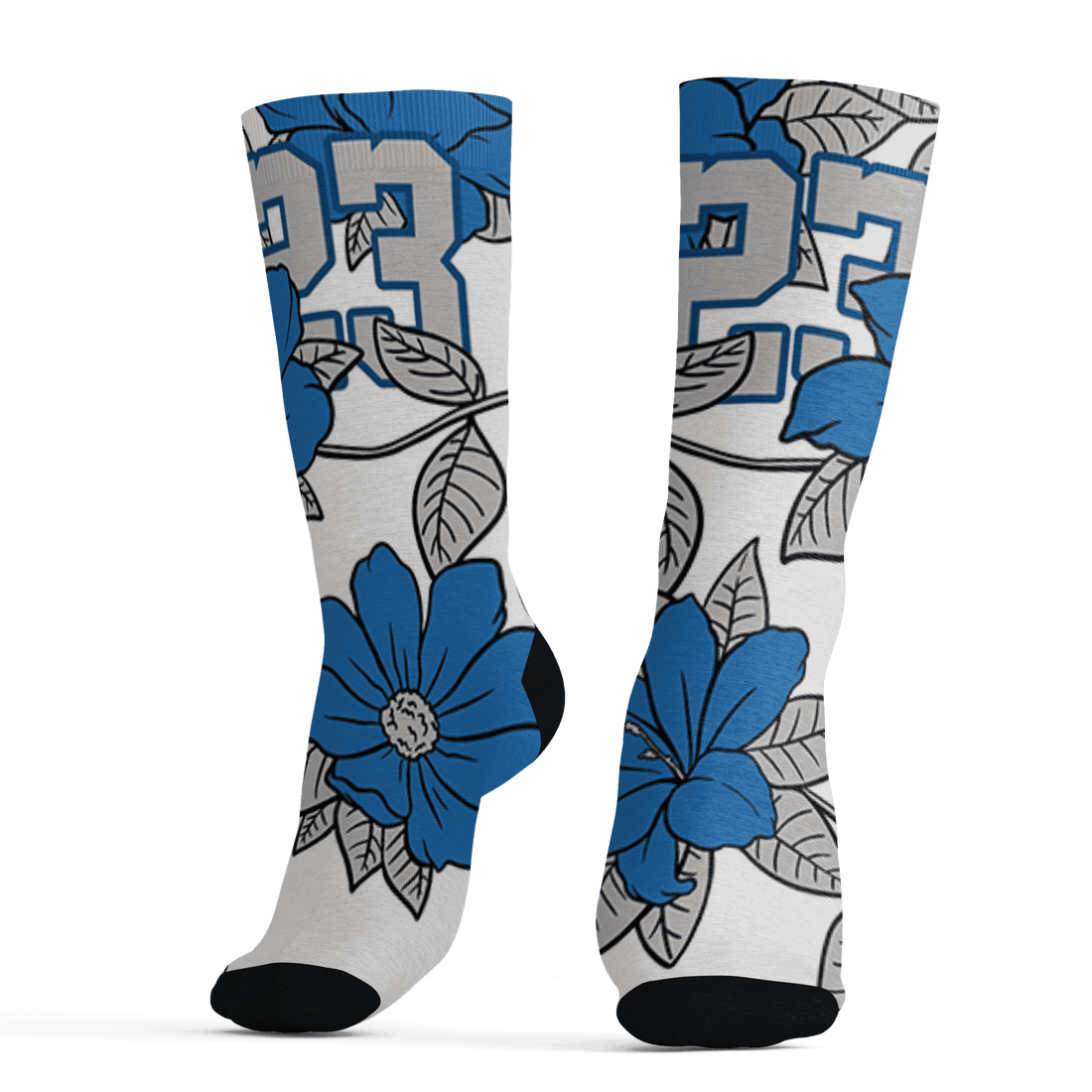 Industrial Blue 4s Socks Match 23 Floral 3D All-Over Print Flower - NastyJamz