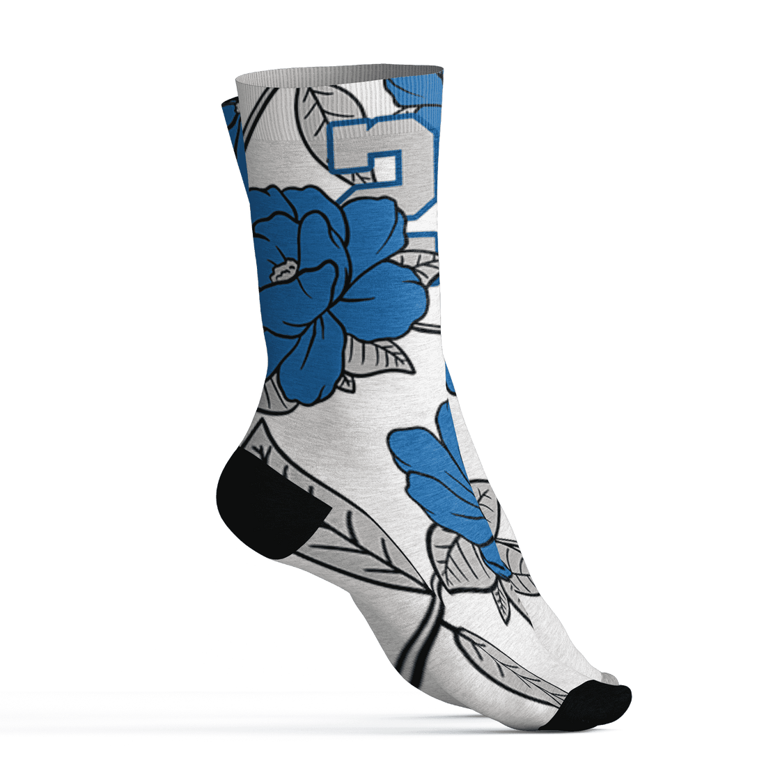 Industrial Blue 4s Socks Match 23 Floral 3D All-Over Print Flower - NastyJamz
