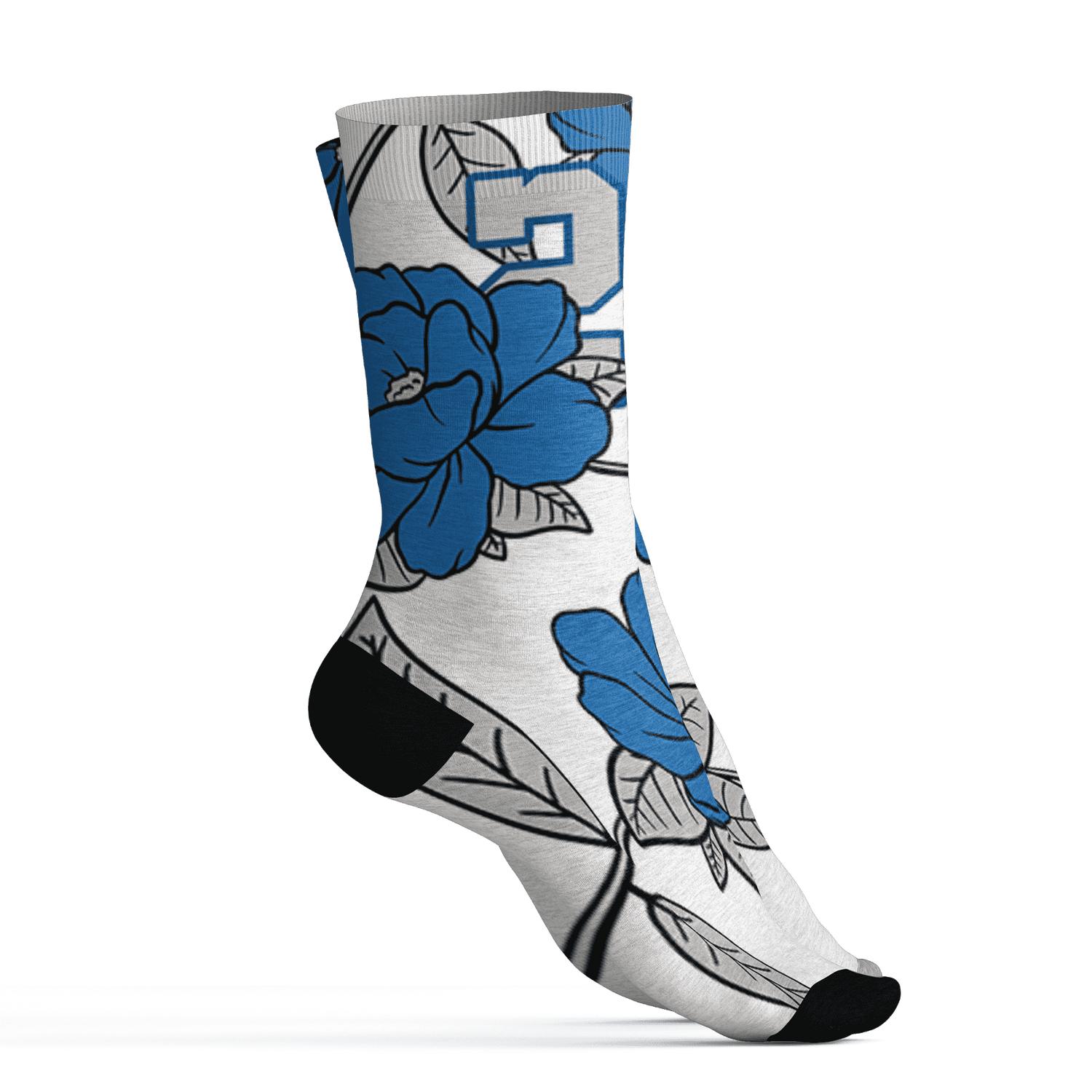 Industrial Blue 4s Socks Match 23 Floral 3D All-Over Print Flower - NastyJamz