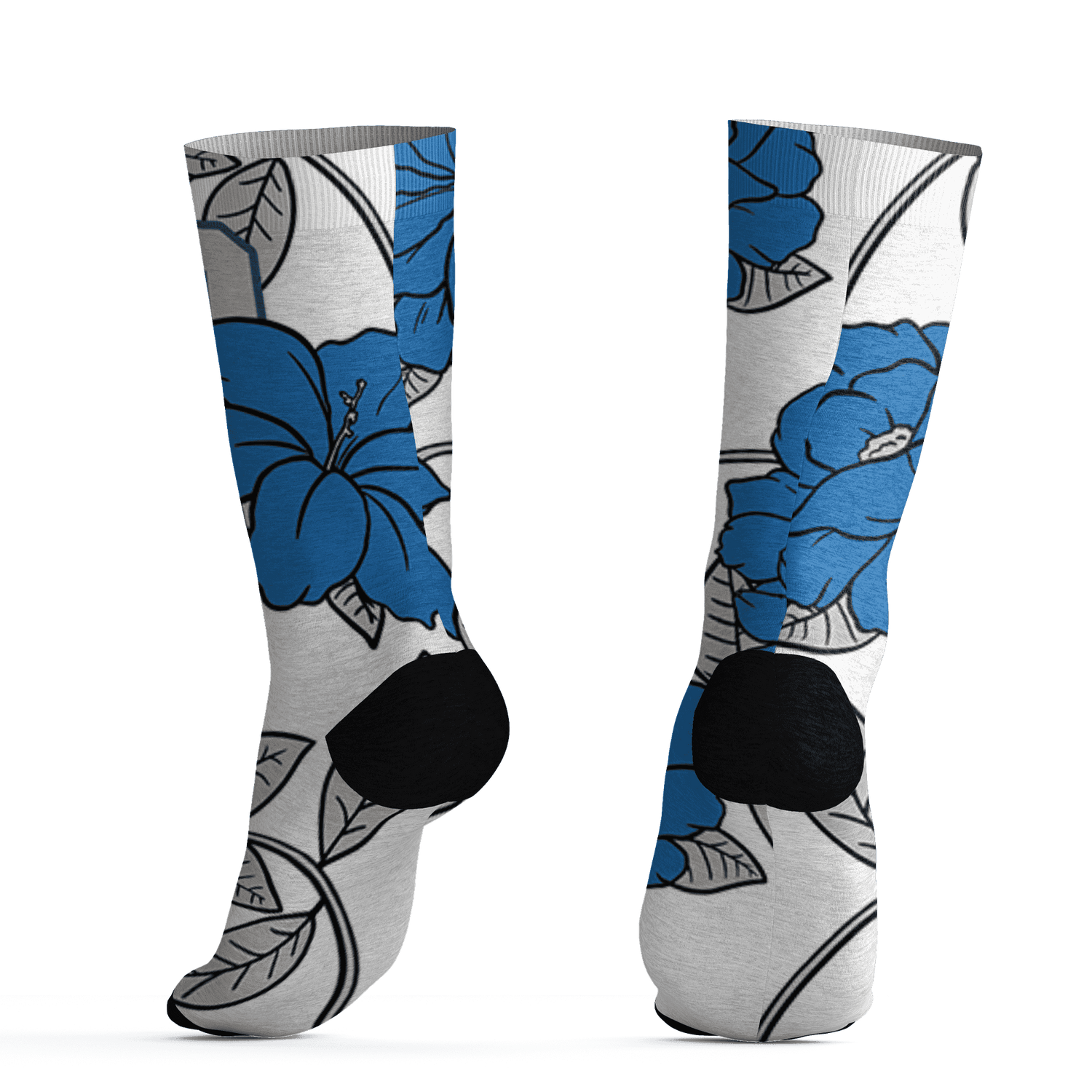 Industrial Blue 4s Socks Match 23 Floral 3D All-Over Print Flower - NastyJamz