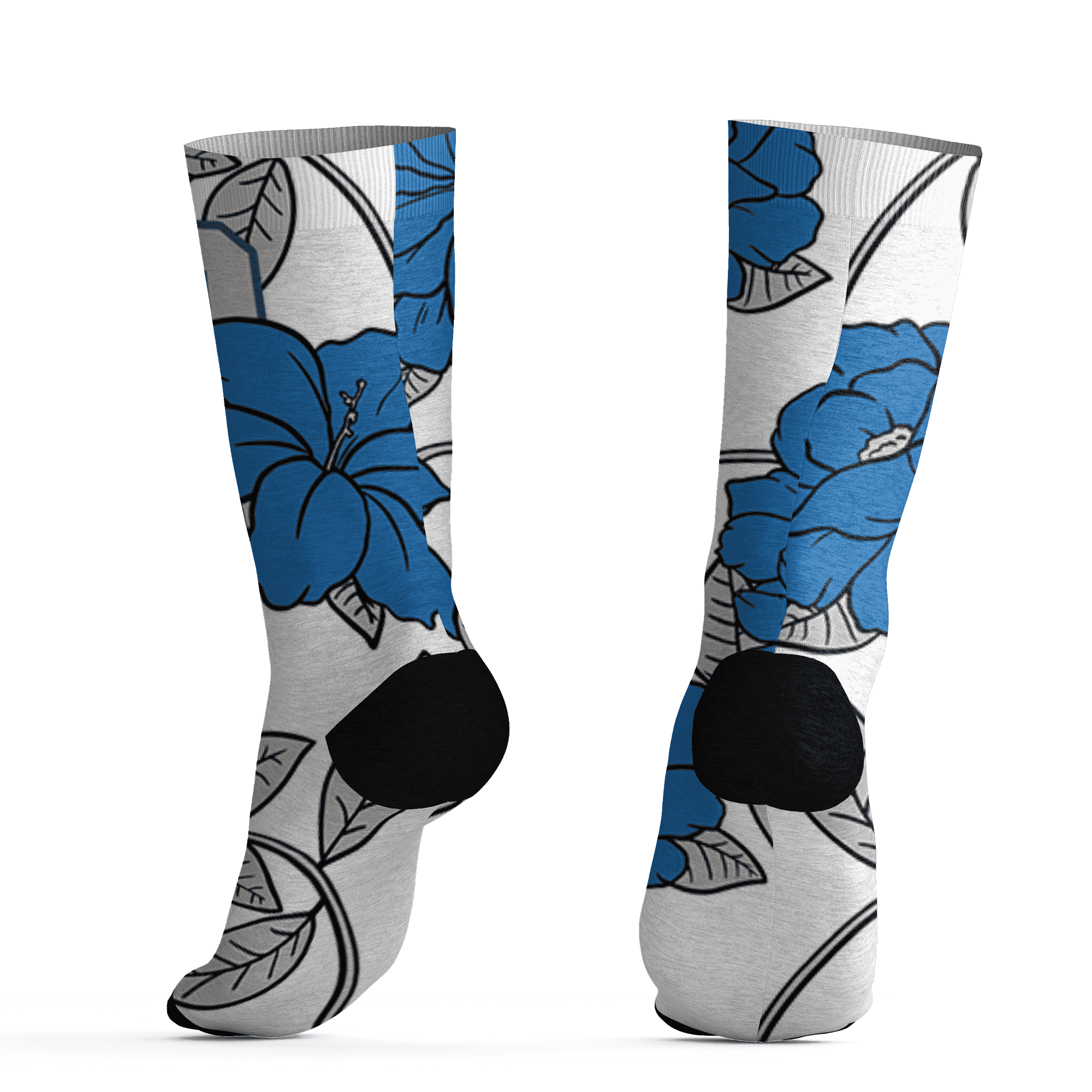 Industrial Blue 4s Socks Match 23 Floral 3D All-Over Print Flower - NastyJamz