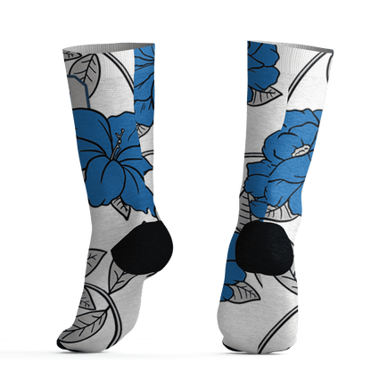 Industrial Blue 4s Socks Match 23 Floral 3D All-Over Print Flower - NastyJamz