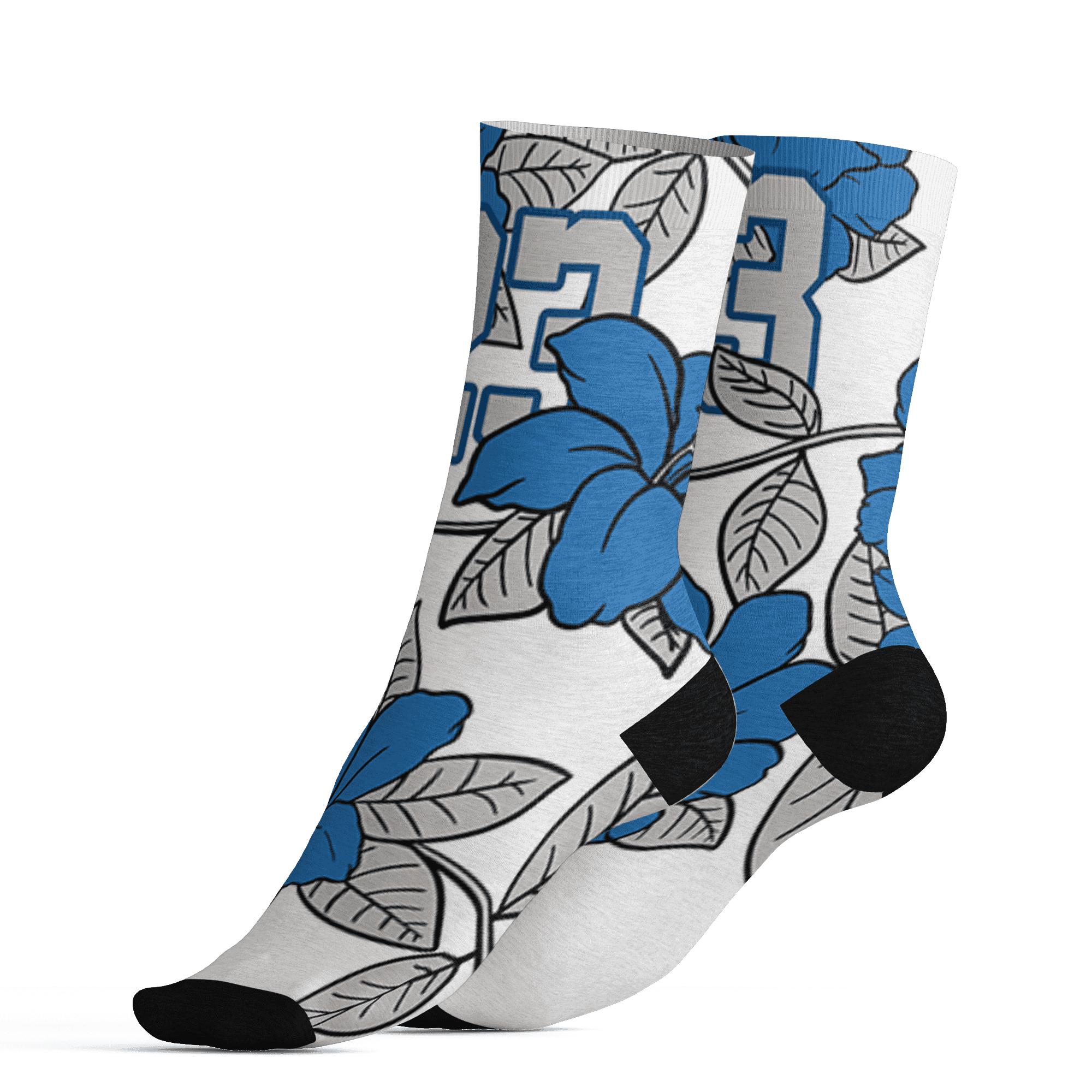 Industrial Blue 4s Socks Match 23 Floral 3D All-Over Print Flower - NastyJamz