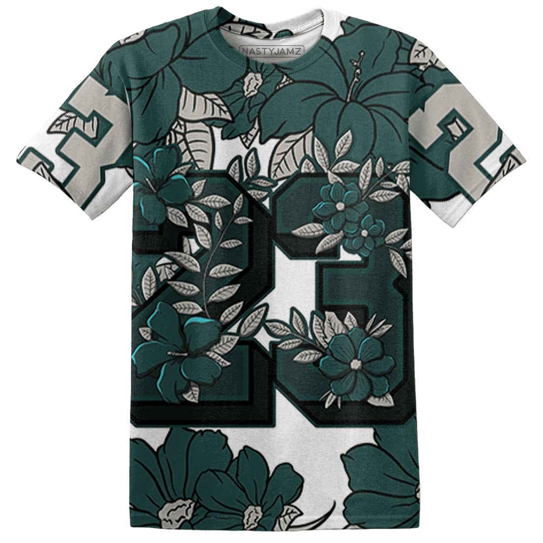 Oxidized Green 4s T Shirt Match 23 Floral 3D All-Over Print Flower - NastyJamz