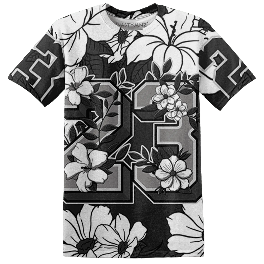 White-Thunder-4s-T-Shirt-Match-23-Floral-3D-Flower