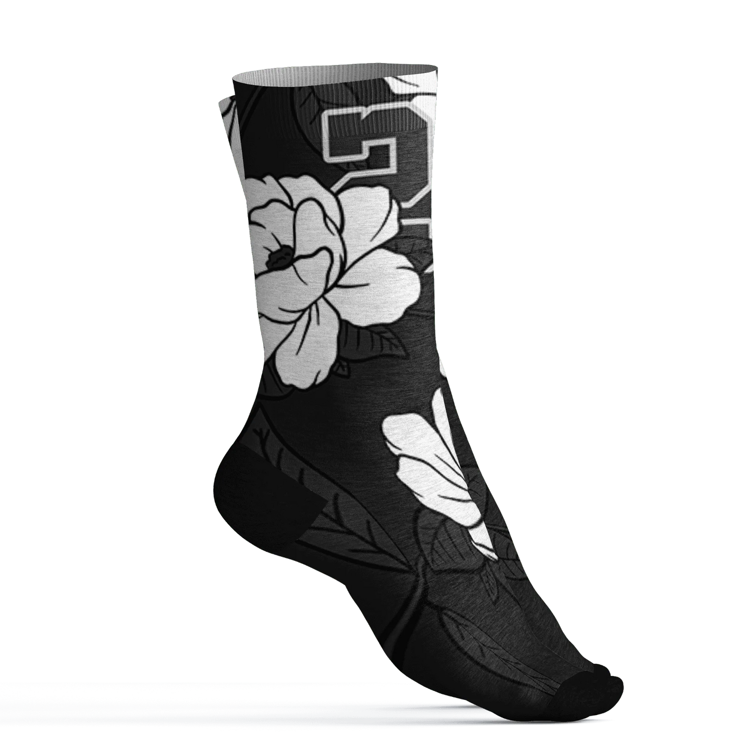 White-Thunder-4s-Socks-Match-23-Floral-3D-Flower