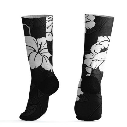 White-Thunder-4s-Socks-Match-23-Floral-3D-Flower