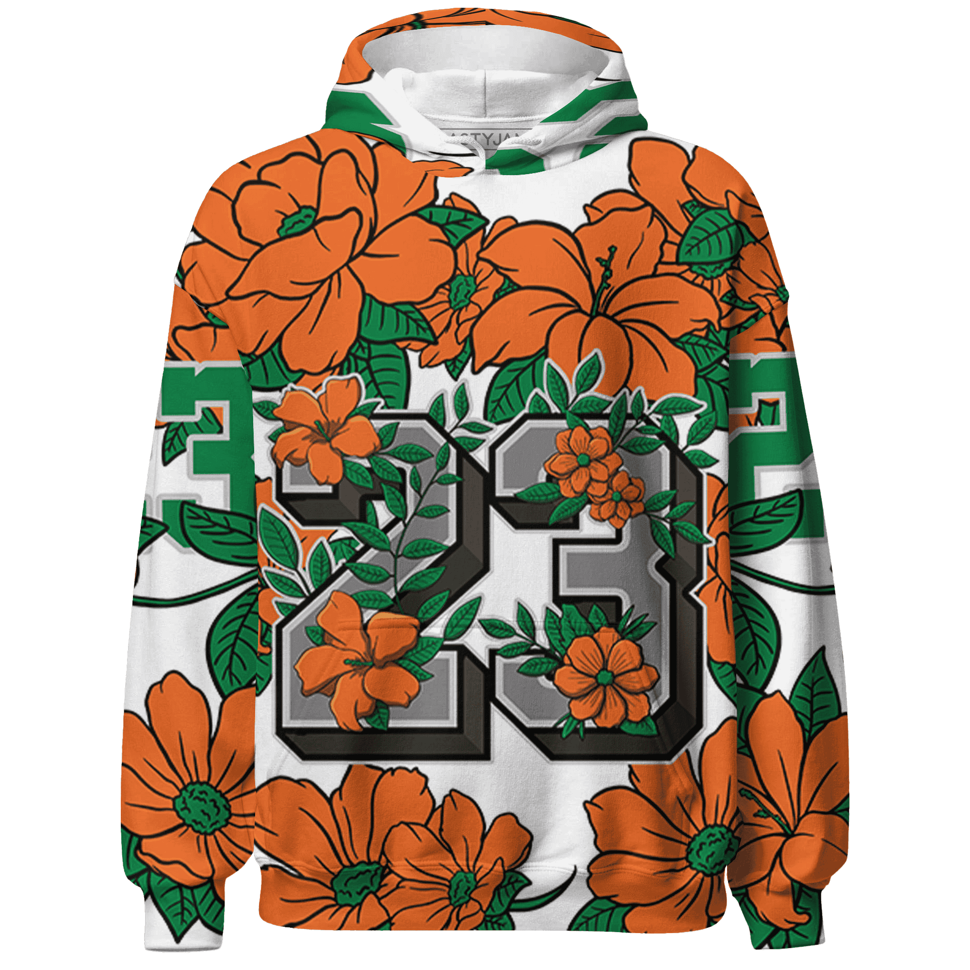 MAM Hurricanes 5s Hoodie Match 23 Floral 3D All-Over Print Flower - NastyJamz