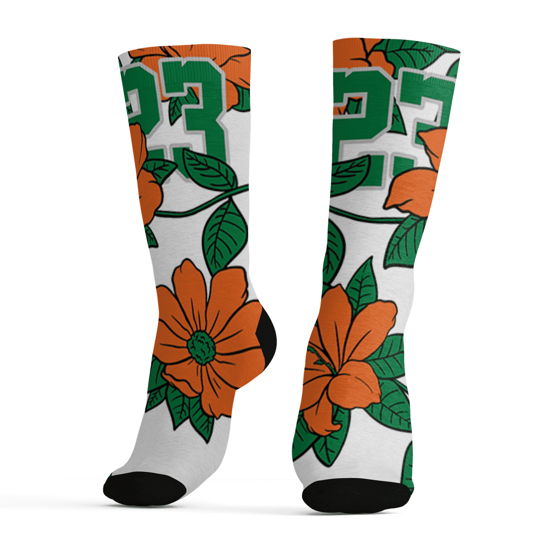 AJ 5 MAM Hurricanes Socks Match 23 Floral 3D All-Over Print Flower - NastyJamz