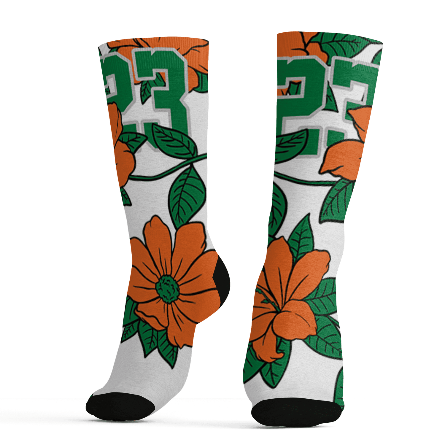 AJ 5 MAM Hurricanes Socks Match 23 Floral 3D All-Over Print Flower - NastyJamz