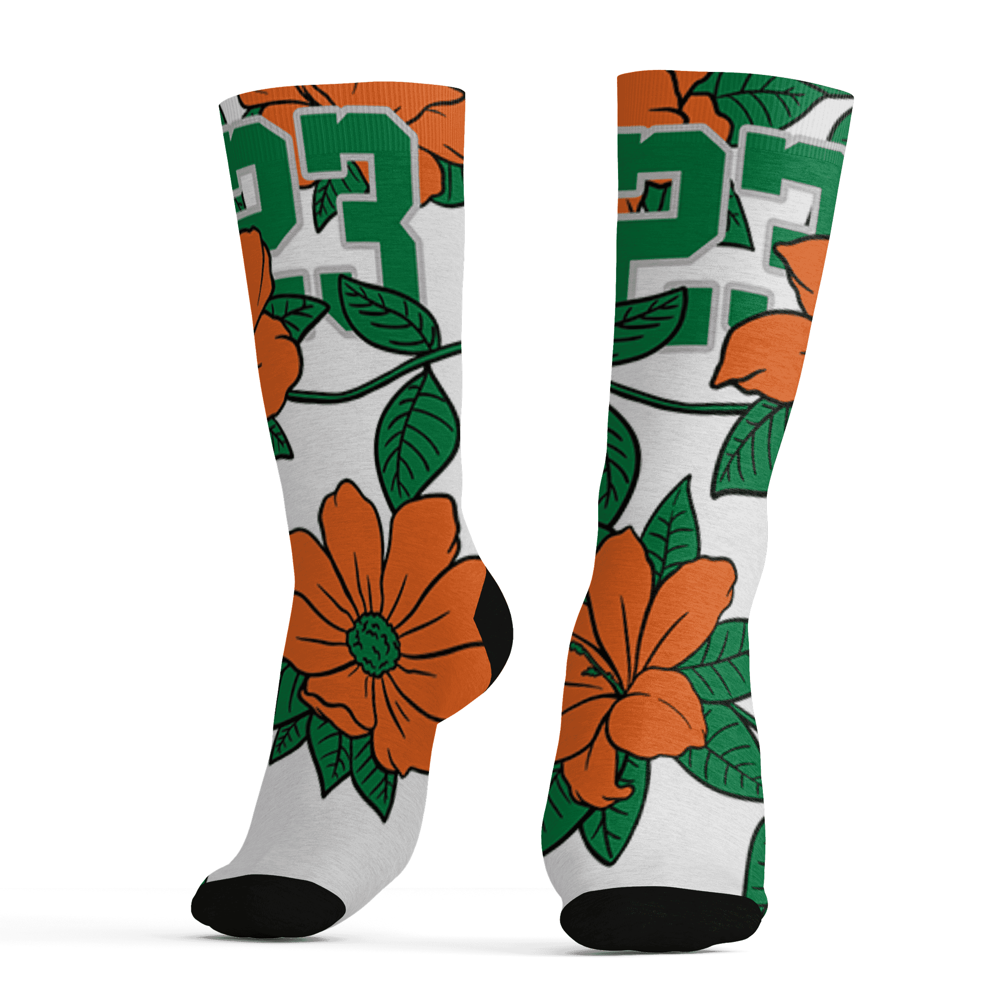 AJ 5 MAM Hurricanes Socks Match 23 Floral 3D All-Over Print Flower - NastyJamz