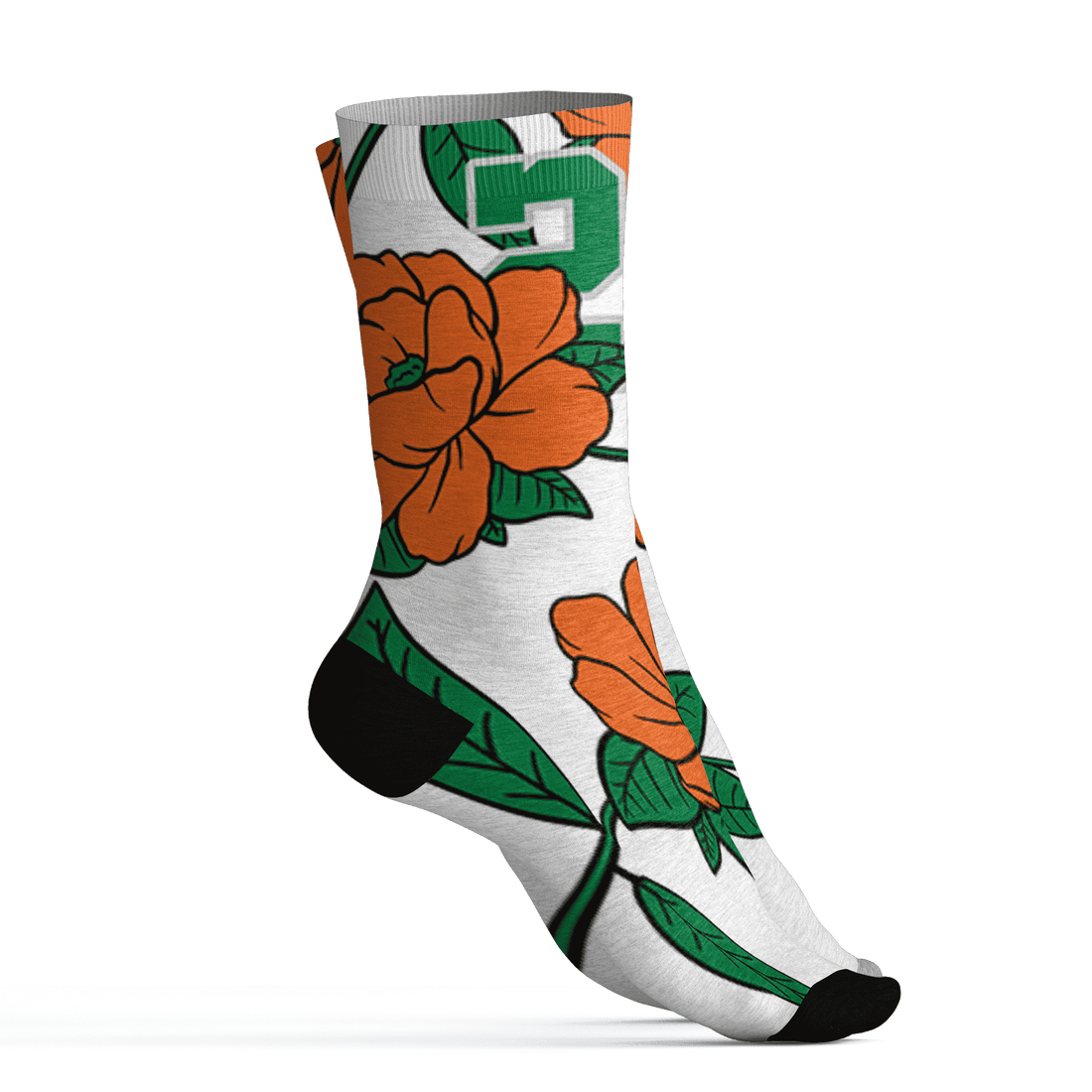 AJ 5 MAM Hurricanes Socks Match 23 Floral 3D All-Over Print Flower - NastyJamz