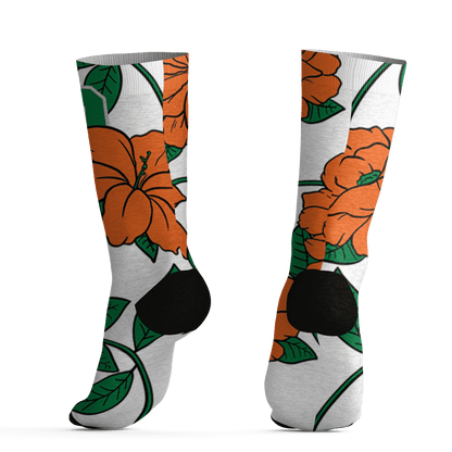 AJ 5 MAM Hurricanes Socks Match 23 Floral 3D All-Over Print Flower - NastyJamz