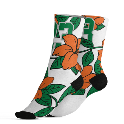AJ 5 MAM Hurricanes Socks Match 23 Floral 3D All-Over Print Flower - NastyJamz