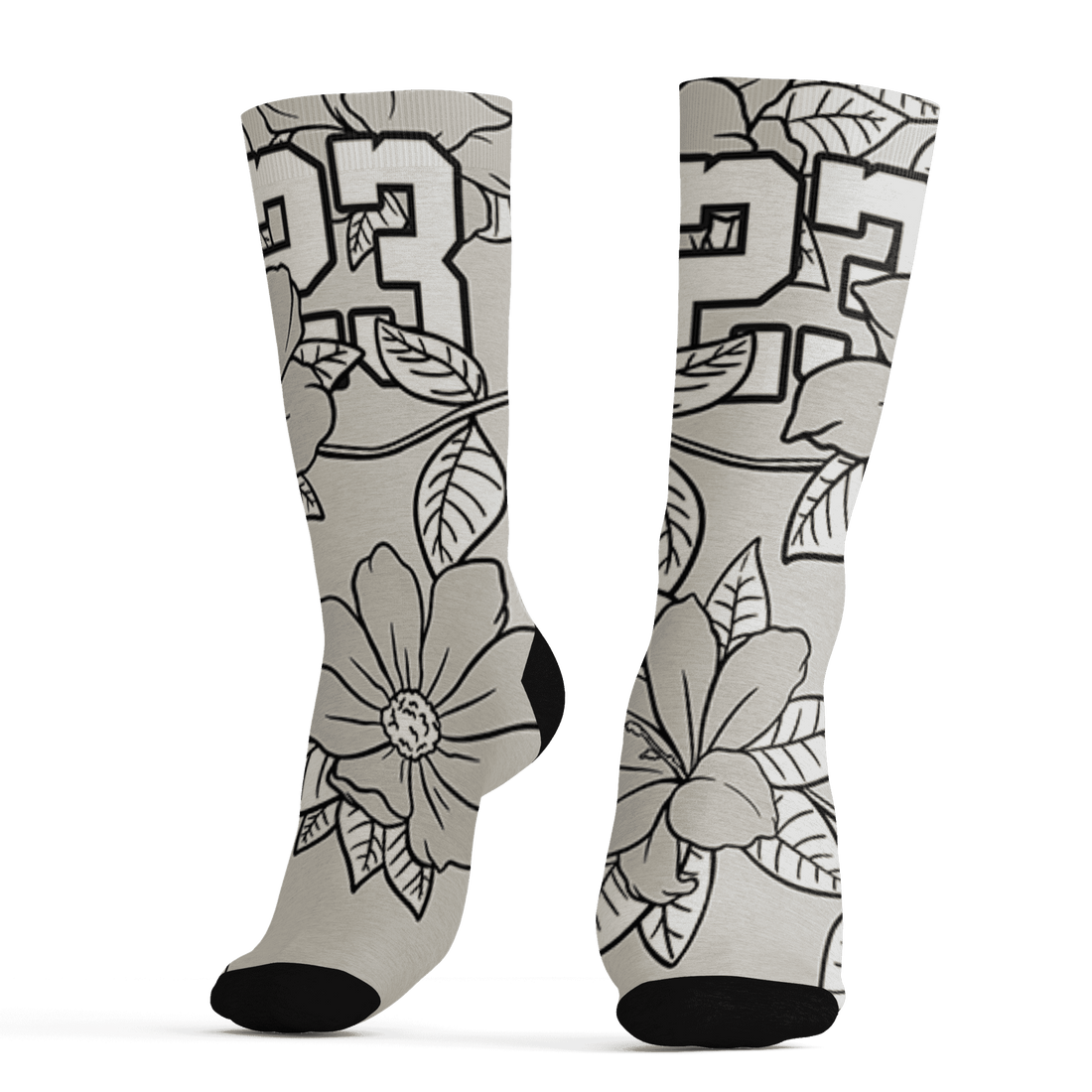 AJ 5 SE Sail Socks Match 23 Floral 3D All-Over Print Flower - NastyJamz