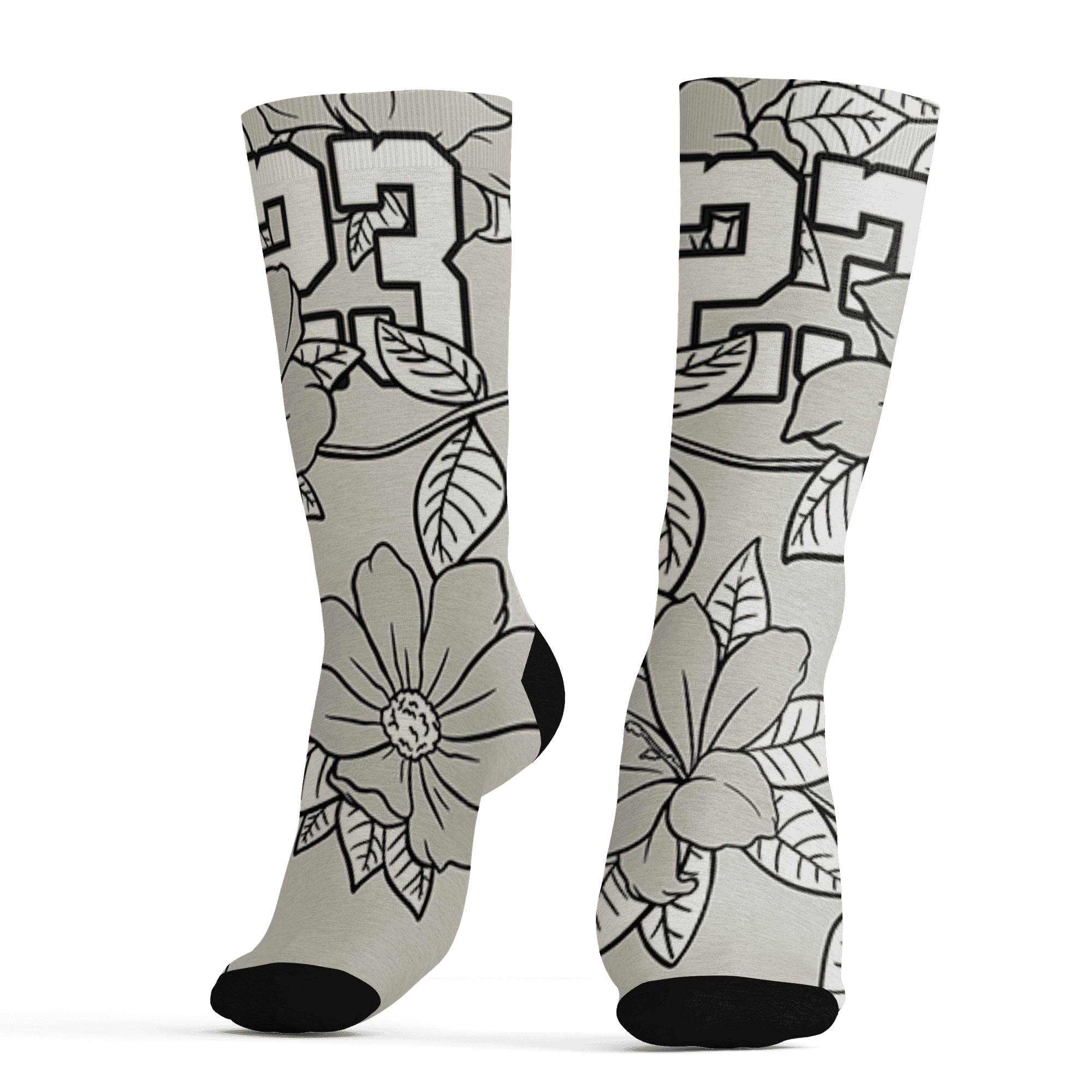 AJ 5 SE Sail Socks Match 23 Floral 3D All-Over Print Flower - NastyJamz