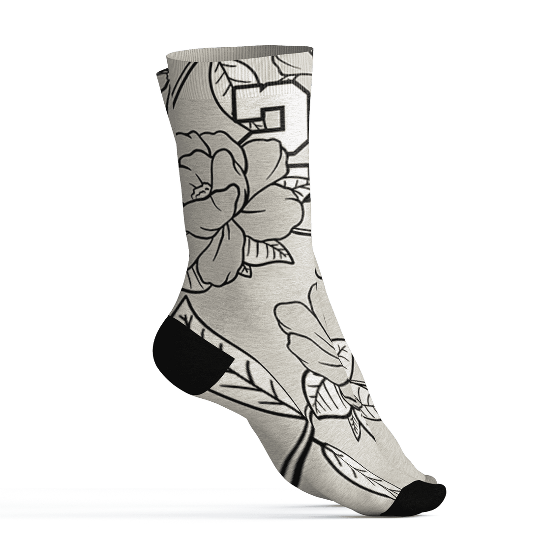 AJ 5 SE Sail Socks Match 23 Floral 3D All-Over Print Flower - NastyJamz