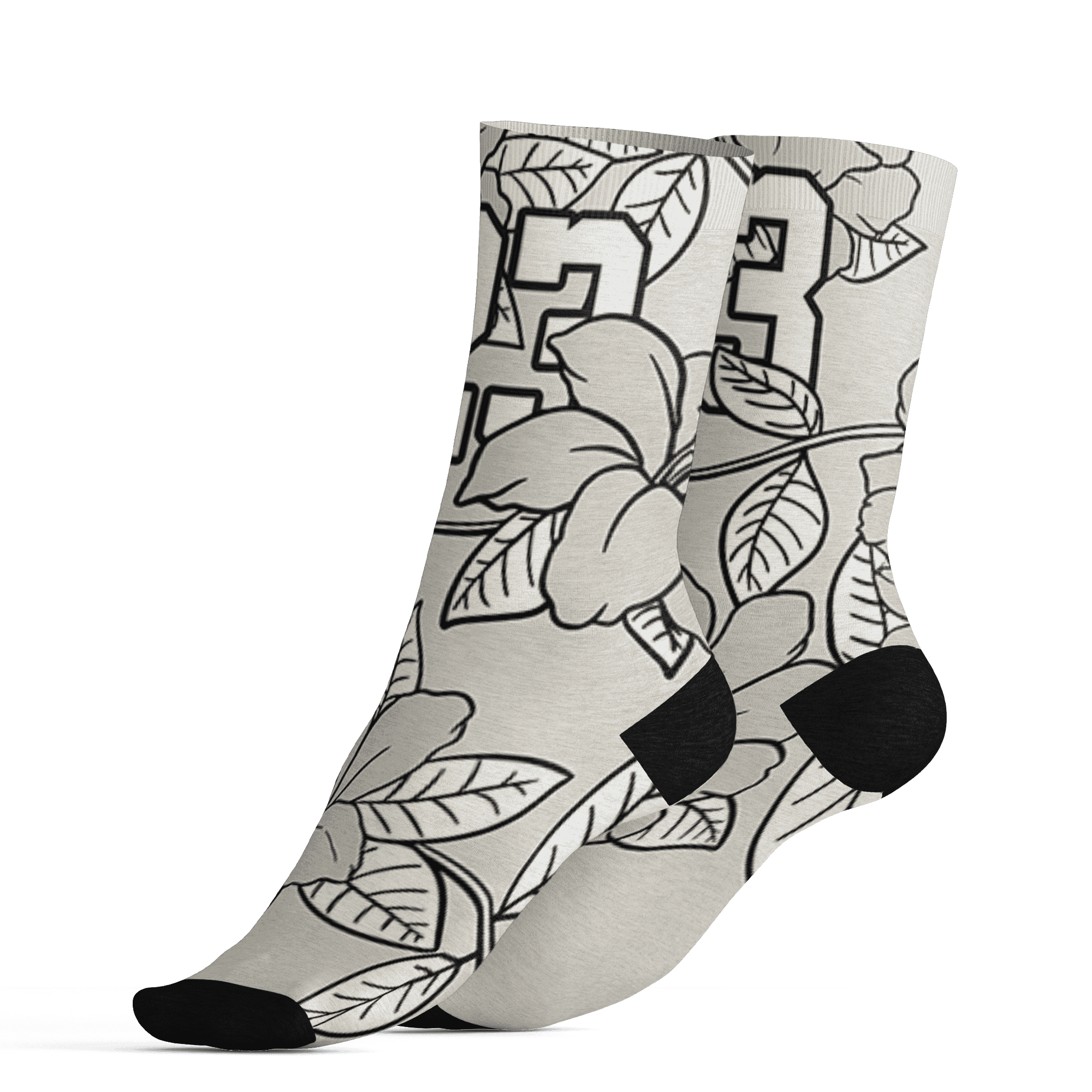 AJ 5 SE Sail Socks Match 23 Floral 3D All-Over Print Flower - NastyJamz