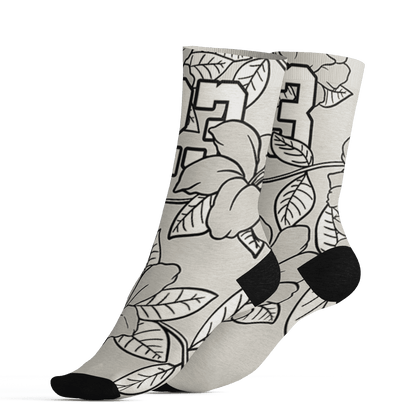 AJ 5 SE Sail Socks Match 23 Floral 3D All-Over Print Flower - NastyJamz