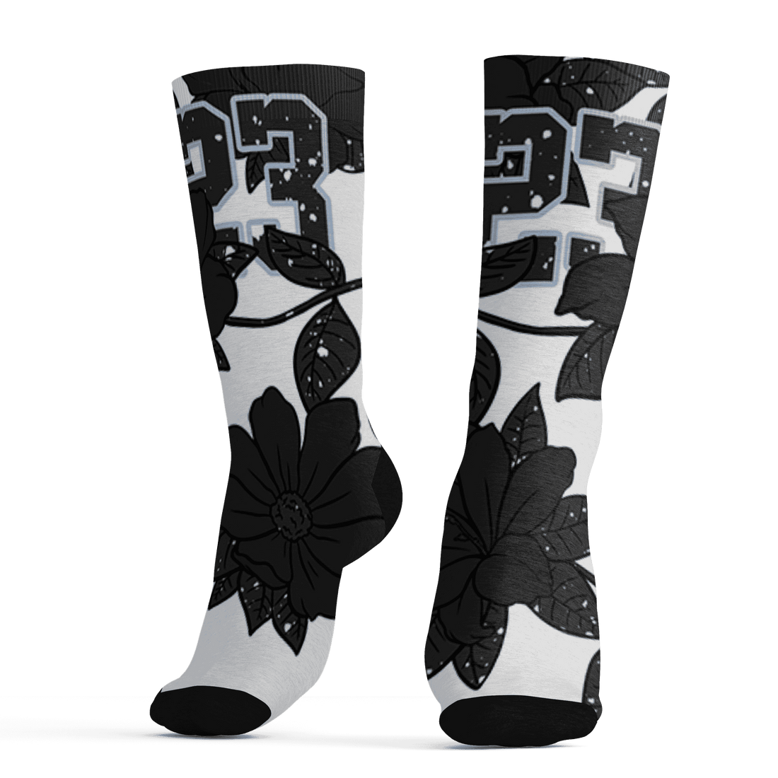 AJ 6 Reverse Oreo Socks Match 23 Floral 3D All-Over Print Flower - NastyJamz