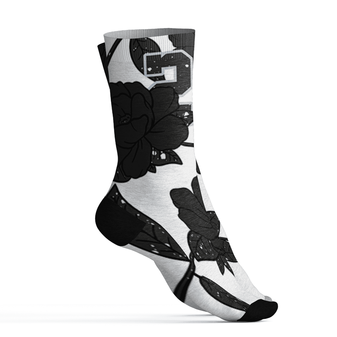 AJ 6 Reverse Oreo Socks Match 23 Floral 3D All-Over Print Flower - NastyJamz