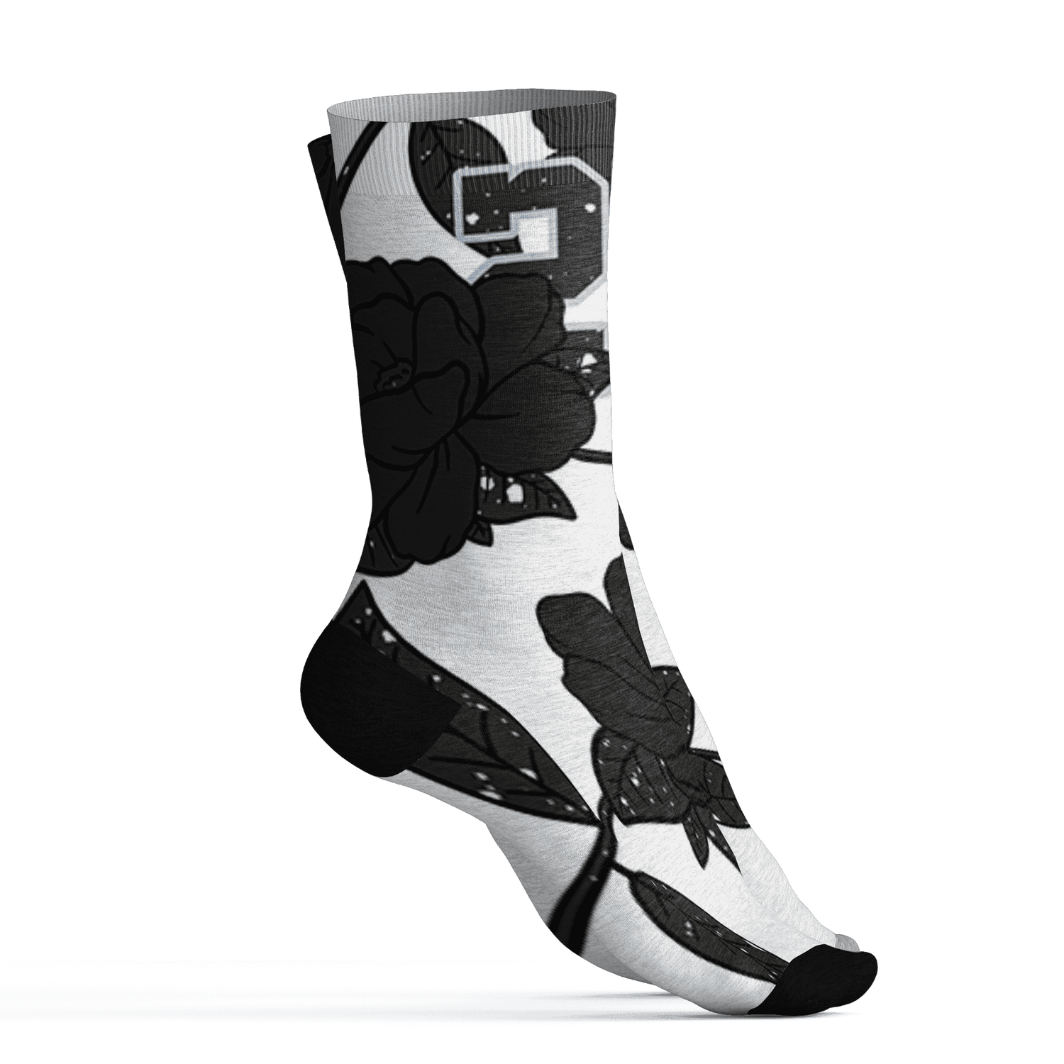 AJ 6 Reverse Oreo Socks Match 23 Floral 3D All-Over Print Flower - NastyJamz