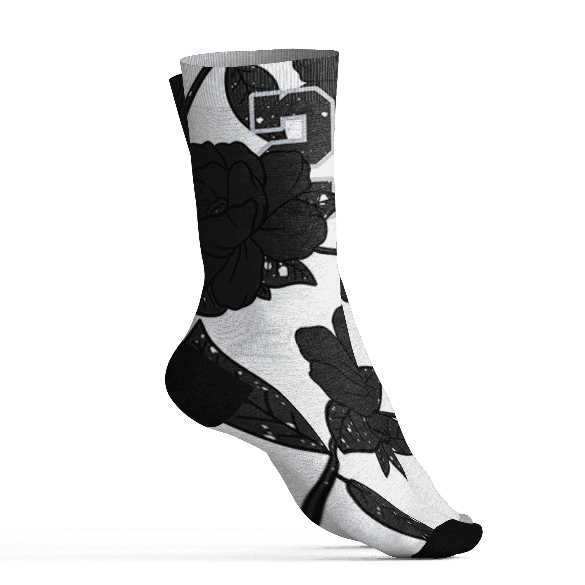 AJ 6 Reverse Oreo Socks Match 23 Floral 3D All-Over Print Flower - NastyJamz