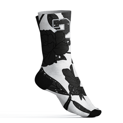 AJ 6 Reverse Oreo Socks Match 23 Floral 3D All-Over Print Flower - NastyJamz