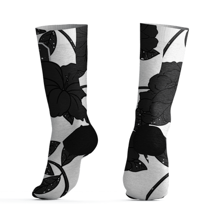 AJ 6 Reverse Oreo Socks Match 23 Floral 3D All-Over Print Flower - NastyJamz