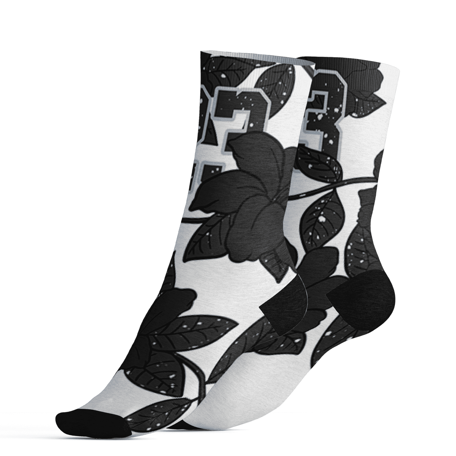 AJ 6 Reverse Oreo Socks Match 23 Floral 3D All-Over Print Flower - NastyJamz