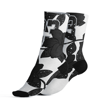 AJ 6 Reverse Oreo Socks Match 23 Floral 3D All-Over Print Flower - NastyJamz
