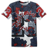 White-Navy-6s-T-Shirt-Match-23-Floral-3D-Flower