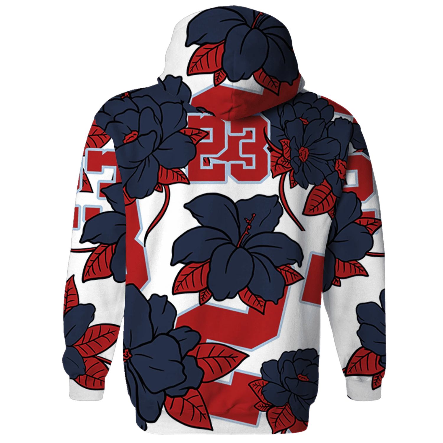 White-Navy-6s-Hoodie-Match-23-Floral-3D-Flower