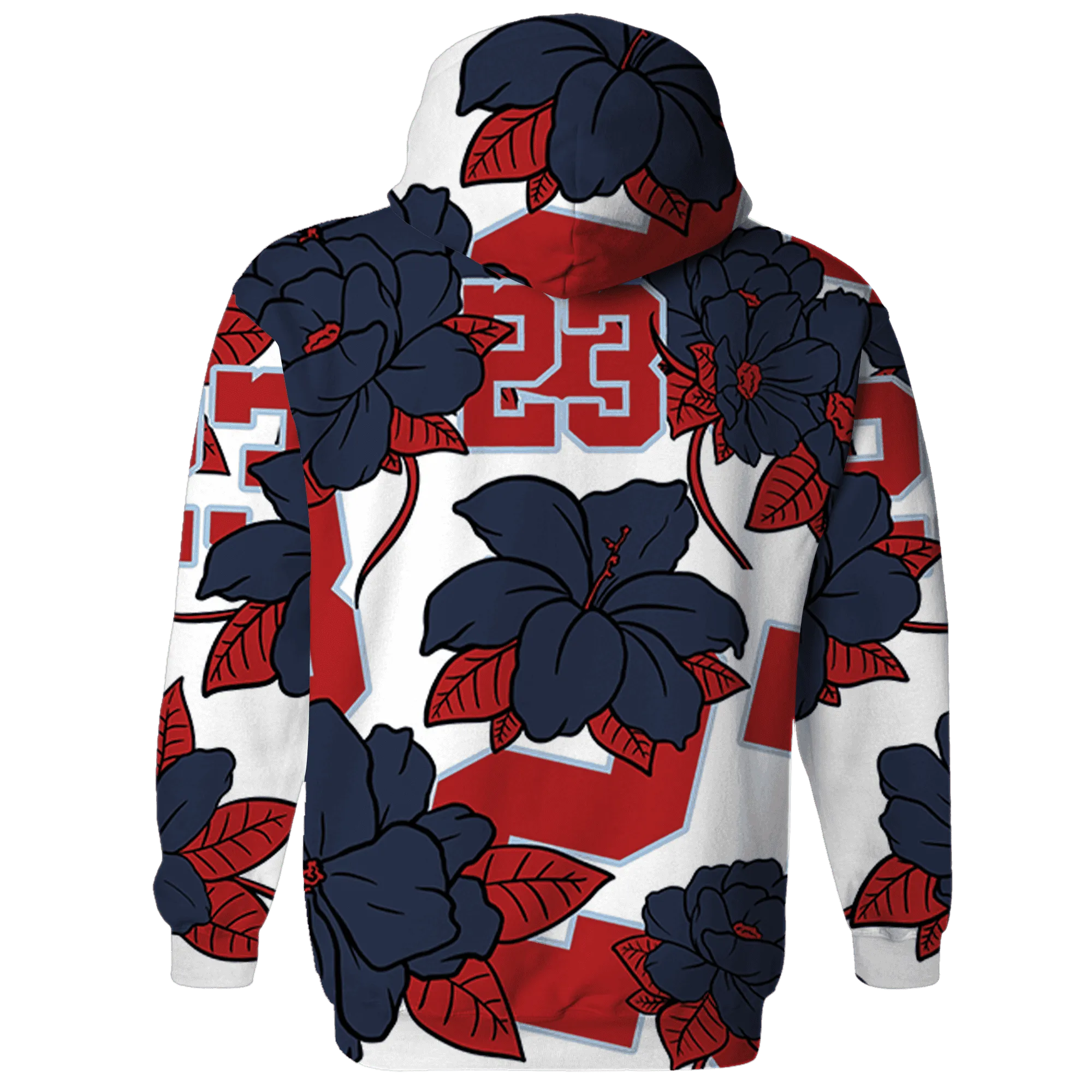 White-Navy-6s-Hoodie-Match-23-Floral-3D-Flower
