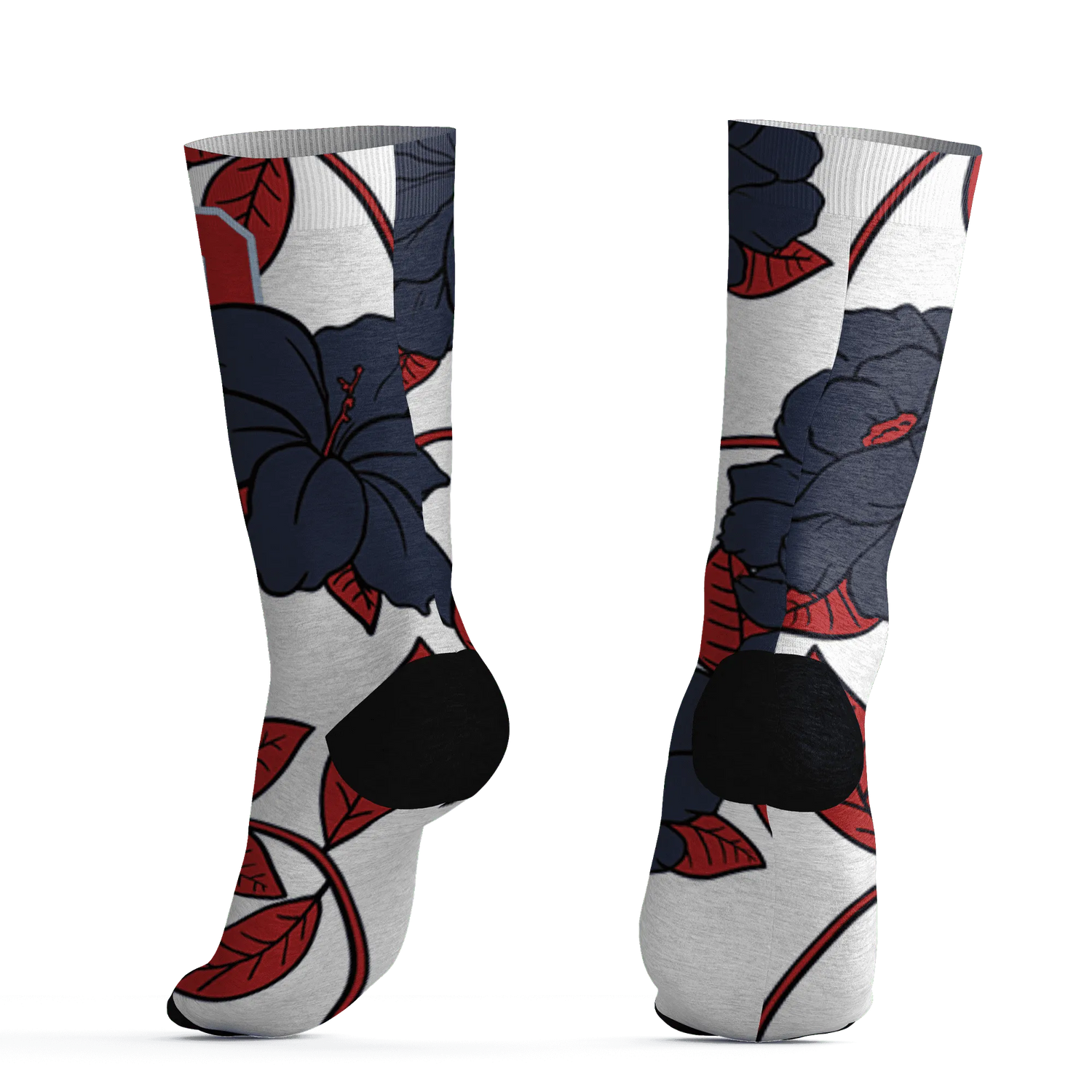 White-Navy-6s-Socks-Match-23-Floral-3D-Flower