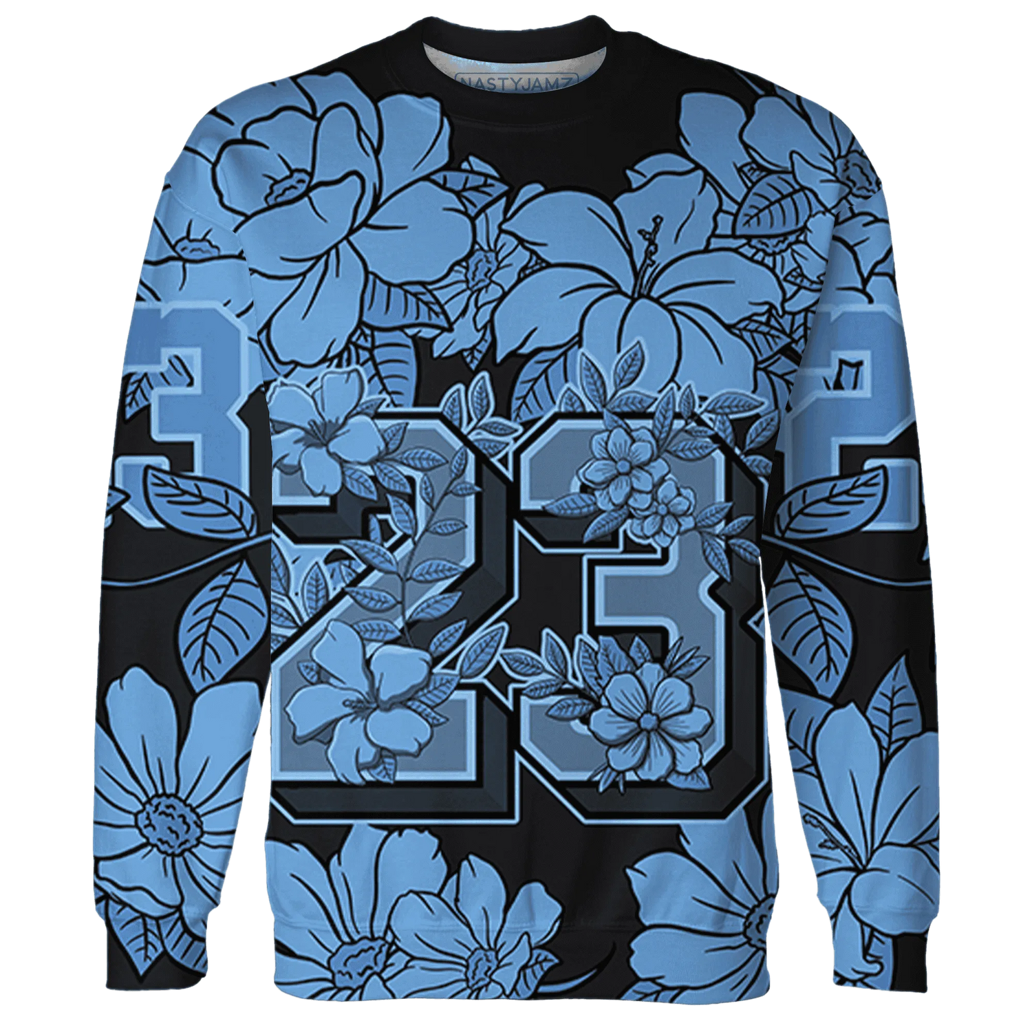 AM-Plus-Black-Univercitii-Blue-Sweatshirt-Match-23-Floral-3D-Flower