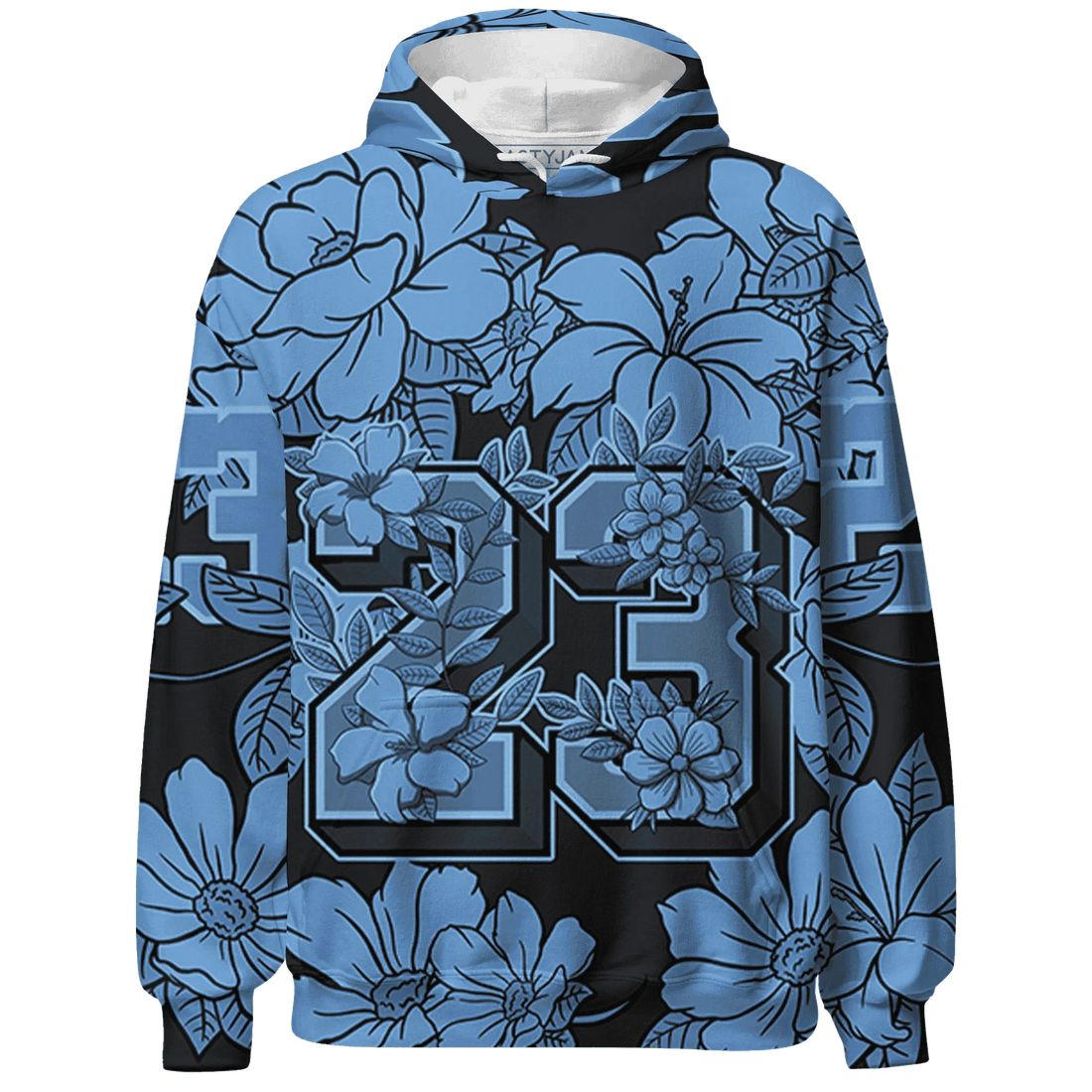 AM-Plus-Black-Univercitii-Blue-Hoodie-Match-23-Floral-3D-Flower